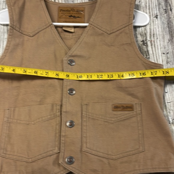 Powder River Outfitters Women’s Khaki Canvas Snap Western Vest Size: L - Picture 7 of 7